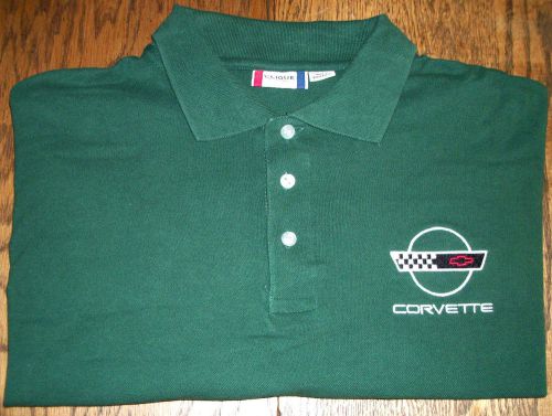 Chevy chevrolet corvette embroidered 100% cotton green polo shirt men&#039;s 3xl