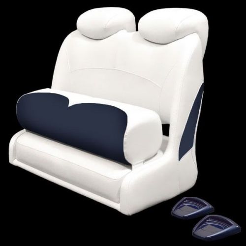 Crownline white / blue marine boat double wide two person bolster bench seat