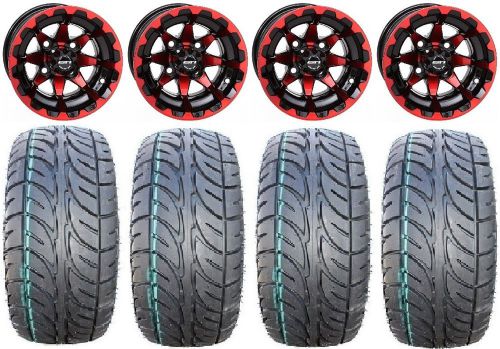 Sti hd6 red/black golf wheels 12&#034; fusion st 23x9.5-12 tires yamaha