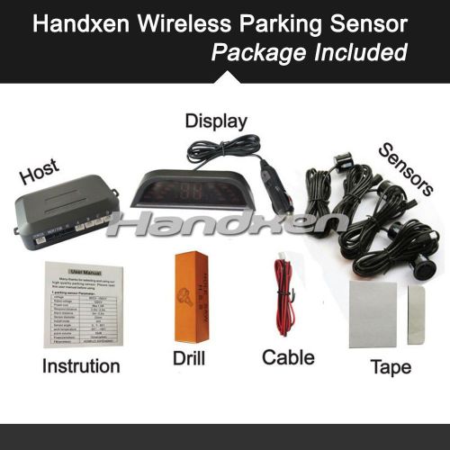 Handxen led display wireless car reverse backup radar system 4 parking sensor