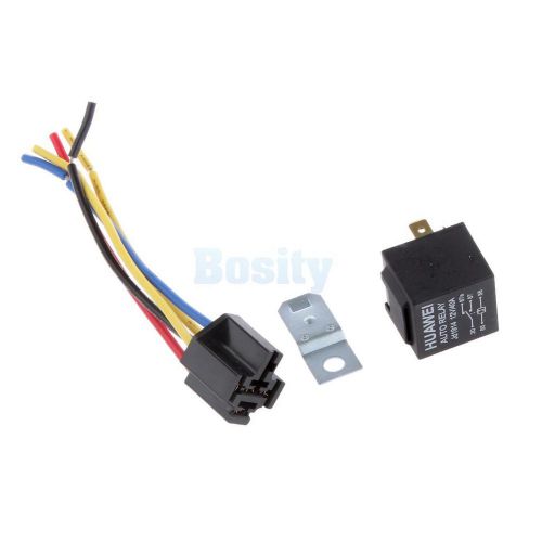 Black dc12v 40a 5 pin automobile relay with fuse spst socket waterproof