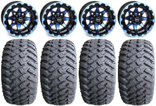 Sti hd6 blue/black golf wheels 12&#034; hammer 23x9.5-12 tires yamaha