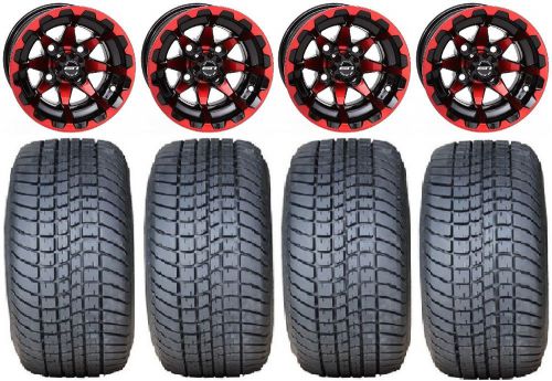 Sti hd6 red/black golf wheels 10&#034; pro rider 205x50-10 tires yamaha