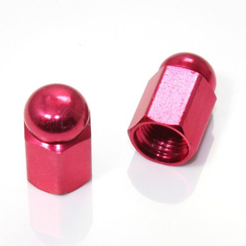 2 red hex dome wheel tire pressure air stem valve caps for motorcycle-bike