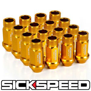 16 gold 50mm aluminum extended tuner lug nuts lugs wheels/rims 1/2x20 l30