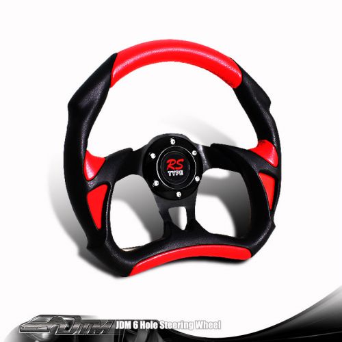 Jdm 6 hole/lug 320mm black + red pvc leather racing steering wheel for ford gmc
