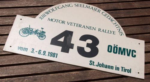 Vintage rally sign / plaque # w. seelmaier rally motor veteran club tirol 1981
