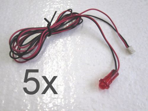 (5)-red 3 volt led with 47&#034; leads and plug fits various car alarms 1/4&#034; hole