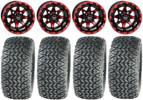 Sti hd6 red/black golf wheels 10&#034; 22x10-10 all trail tires yamaha