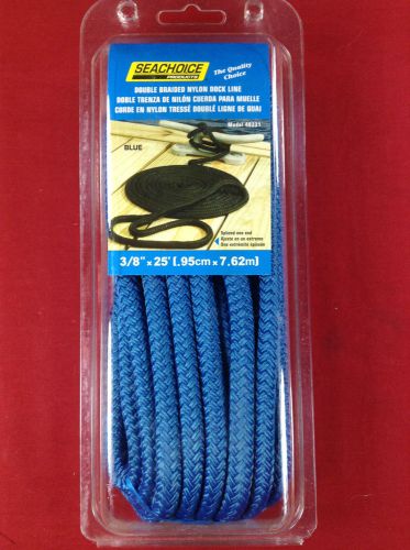 Dock line double braided nylon rope 3/8&#034; x 25&#039; blue seachoice 40331