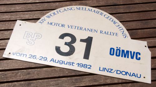 Vintage rally sign / plaque # w. seelmaier rally motor veteran club linz 1982