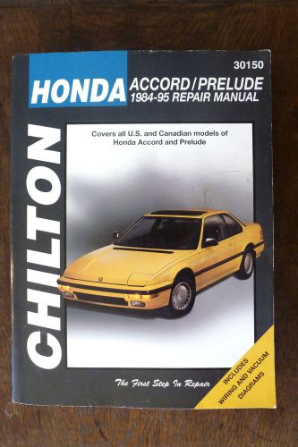 Chilton honda accord prelude 1984-95 repair manual cover all us / canadian model