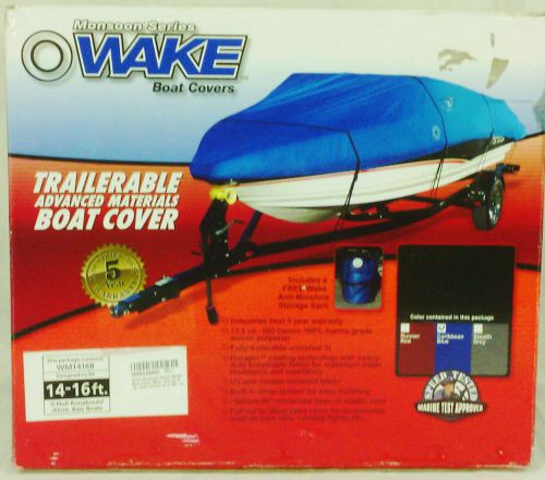 Wake monsoon series boat cover, fits 14&#039;-16&#039; l, caribbean blue, wm1416b, model b