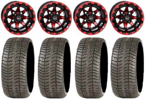 Sti hd6 red/black golf wheels 10&#034; 205x50-10 tires yamaha