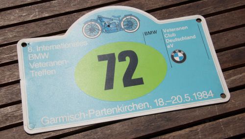 Vintage rally sign / plaque # 8. int. bmw rally garmisch partenkirchen 1984