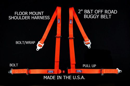 Rjs racing 2&#034; wrap buggy off road seat belt 4 pt roll bar orange vw sand rail