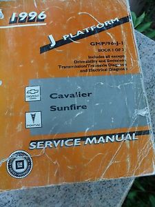 1996 j platform chevrolet cavalier pontiac sunfire service manual gmp/96-j-1