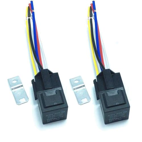 2pcs car relay 12v 30/40a 5p 5pin spdt relay &amp; socket wire no/nc
