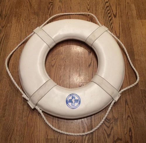 Cal-june kiefer 24&#034; white ring buoy w/straps gw24
