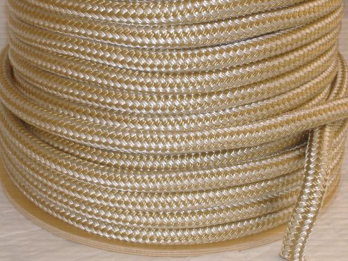 Nylon 3/4&#034;x300&#039; gold/white double braid rope anchor mooring dock lines