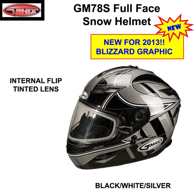 Buy GMAX 2013 GM78S SNOWMOBILE HELMET BLK/SILVER/WHITE W/INNER FLIP ...