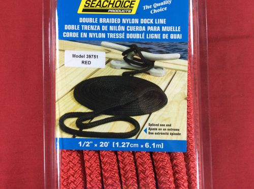 Dock line double braided nylon rope 1/2&#034; x 20&#039; red seachoice 39751