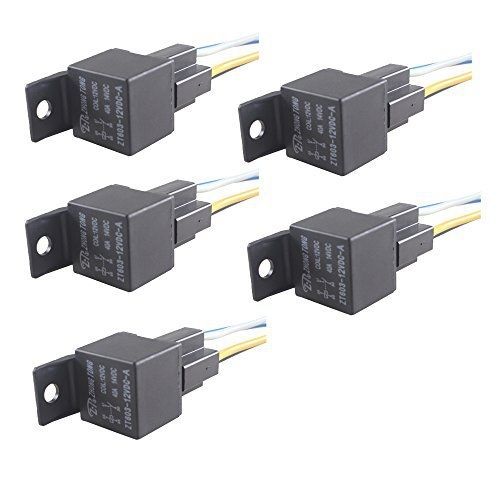 E support car relay 12v 40a spst 4pin socket pack of 5