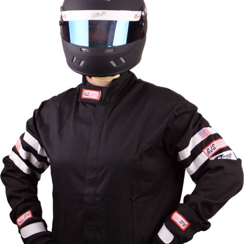 Fire suit racing jacket black adult medium sfi 3-2a/1 rjs racing rally car