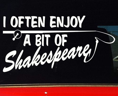 Shakespeare fishing rod &amp; reel boat or tackle box funny stickers 200mm