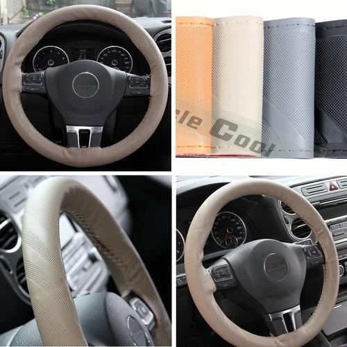 New leather steering wheel wrap cover 43013 beige hummer fiat car needle thread