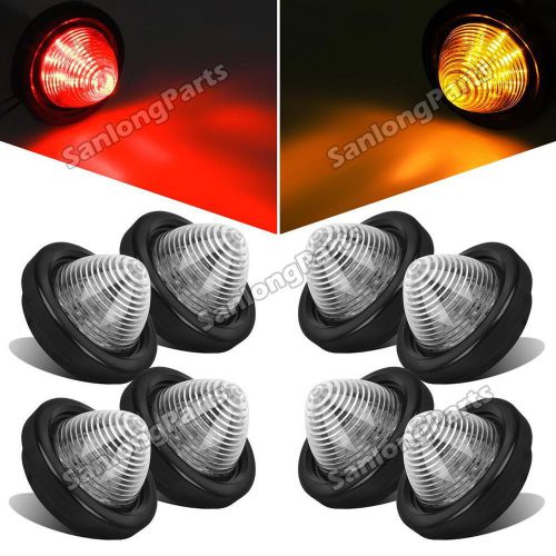 4 amber 4red 2&#034; beehive cone marker light clearance cab &amp; sleeper kit 9led clear