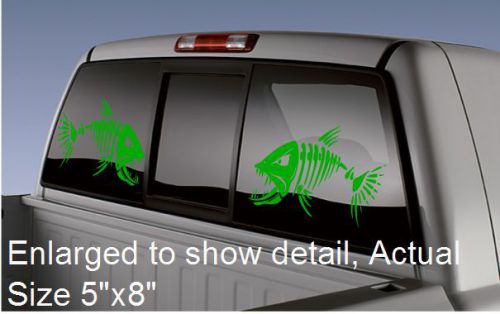 (2)bone fish window decal,set of 2,truck or car, boat,skeleton fish,fishing