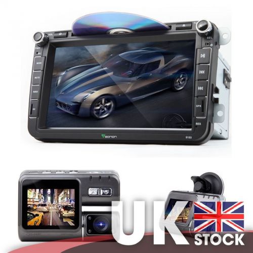 8&#034; touch screen dvd player gps nav+ 2&#034; lcd monitor 720p dashcam for volkswagen