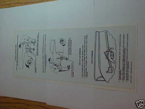 1961-1963 lincoln cont. jacking instructions trunkdecal