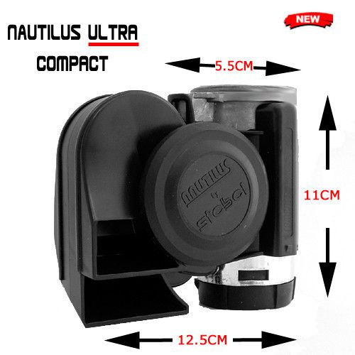 Stebel nautilus black compact motorcycle air horn