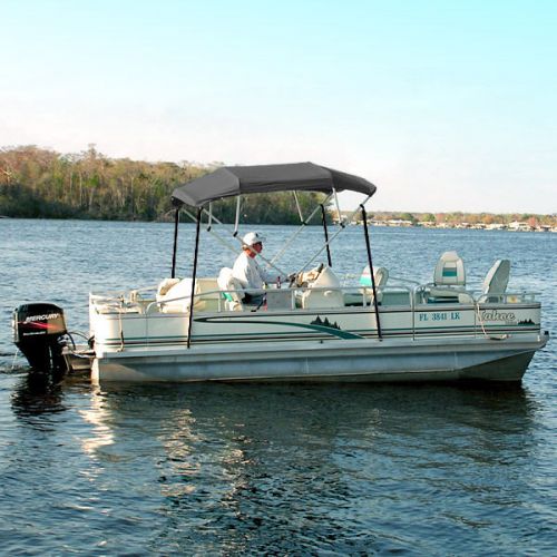 New gray bimini top kit with mounting hardware - 8&#039;l 4-bow cover 79&#034;-84&#034; width