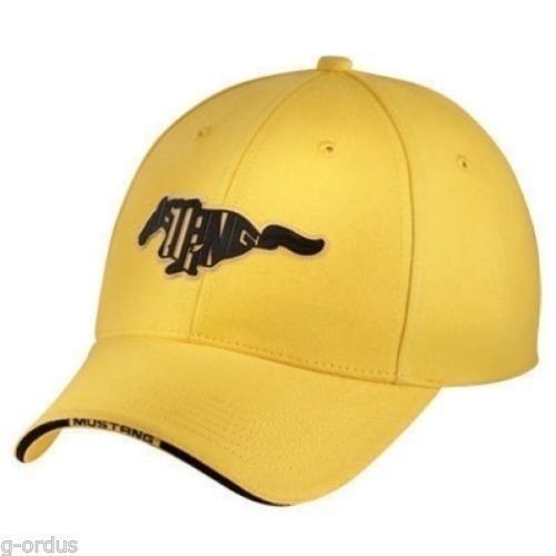 New adjustable yellow ford mustang cobra svt gt pony hat/cap! patch says mustang