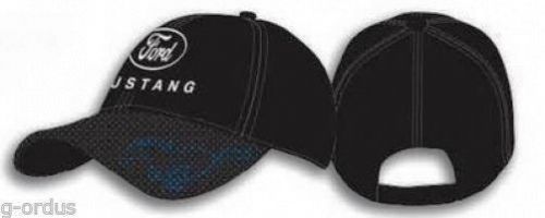 New black and blue ford mustang pony hat cap! blue pony under mesh on hood!