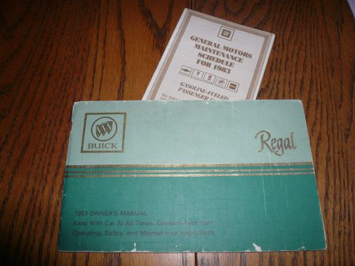 1983 buick regal owner&#039;s manual  - glove box - with maintenance schedule