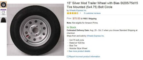 Utility trailer spare wheel with tire