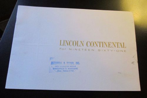 Vintage dealer brochure - lincoln continental - 1961 (original)