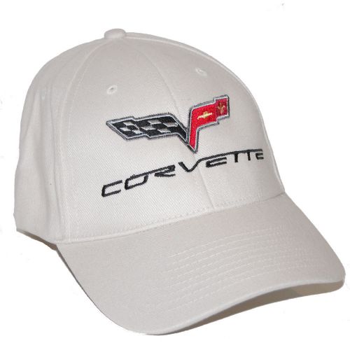 2005 - 2013 chevrolet corvette c6 cotton twill ivory hat cap   ship in a box