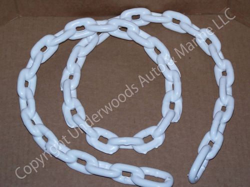 White anchor chain 5/16&#039;&#039;  x 5&#039;  vinyl coated greenfield anchoring made in usa