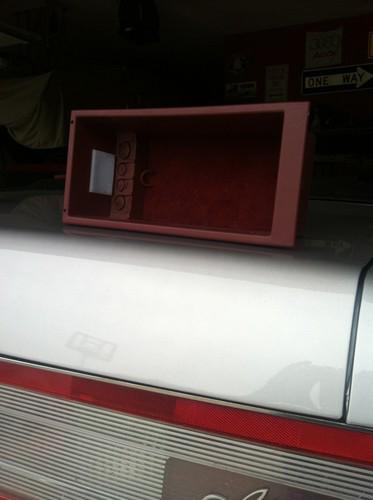 Cadillac allante center console box w coin holder red no lid