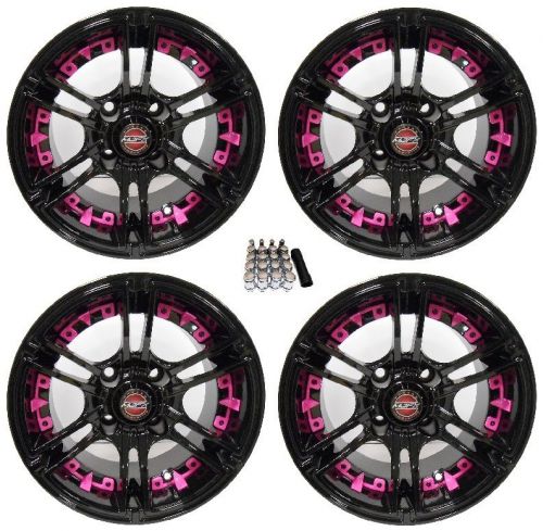 Madjax 10&#034; mirage black/pink golf cart wheels/rims yamaha
