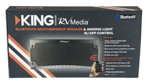 King / rv media bluetooth weatherproof speaker - premium with led light app
