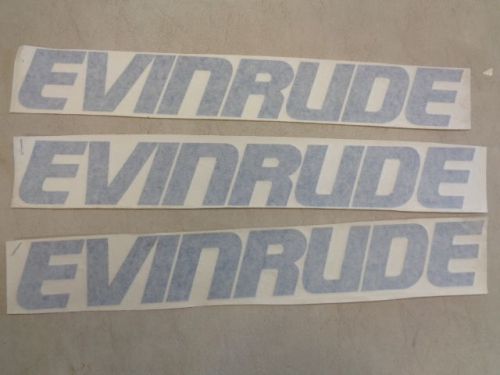 Evinrude decal set of ( 3 ) blue 15 1/4&#034; x 2 1/4&#034; marine boat
