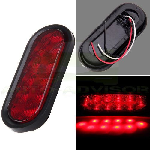 Pack of 1 led oval stop turn tail red trailer camper semi rv light side marker