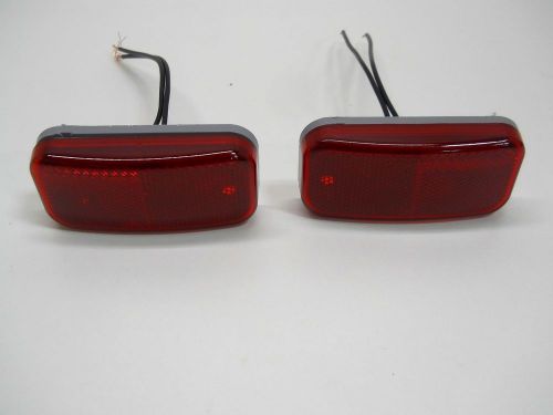 (2) incandescent 4&#034; red rv trailer marker clearance lights / gray base