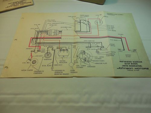 Sell 1967 33hp Johnson Outboard Wiring Diagram Vintage Motor JS-4291 in